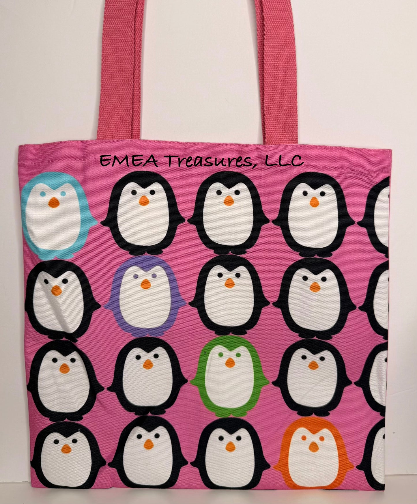 TB: Let’s Hold Hands Penguin Canvas Tote - Pink