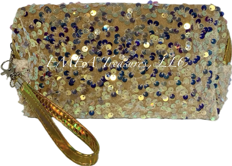 Accessories - Fashion Glitter Cosmetic Bag - Gold