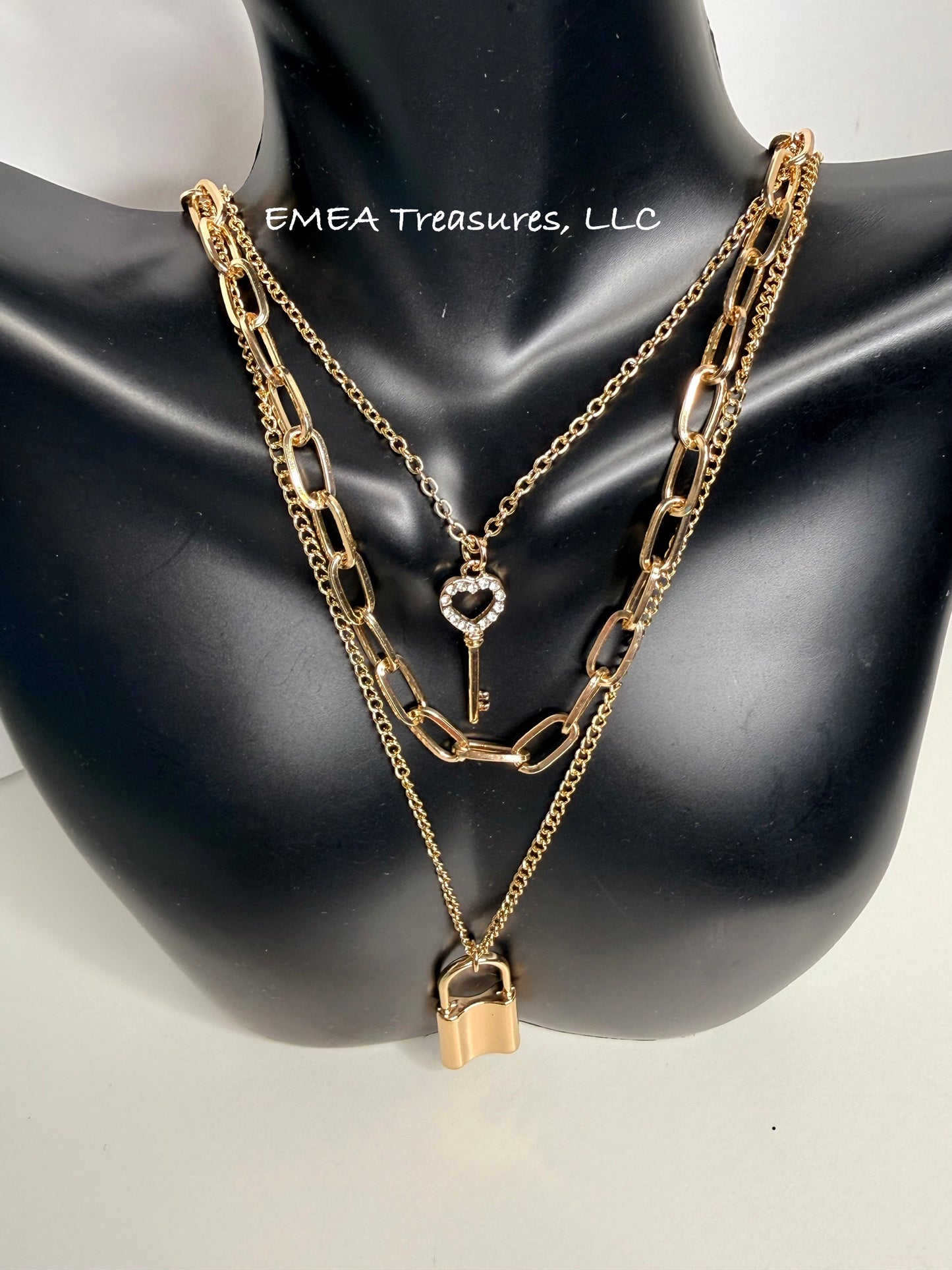 J: Layered Locket & Key Necklace