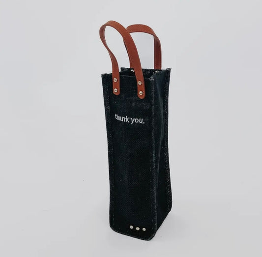 Gifted Canvas Reusable Wine Tote - Thank You