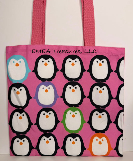 TB: Let’s Hold Hands Penguin Canvas Tote - Pink