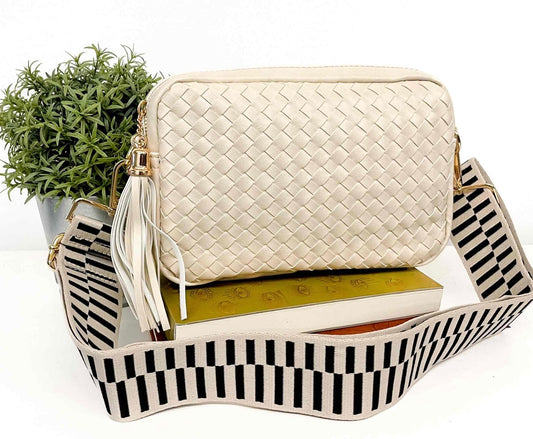 HB: Woven Willow Camera Crossbody Bag
