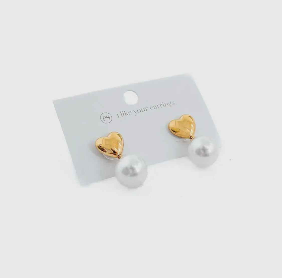 J: Swipe Right Pearl Heart Earrings