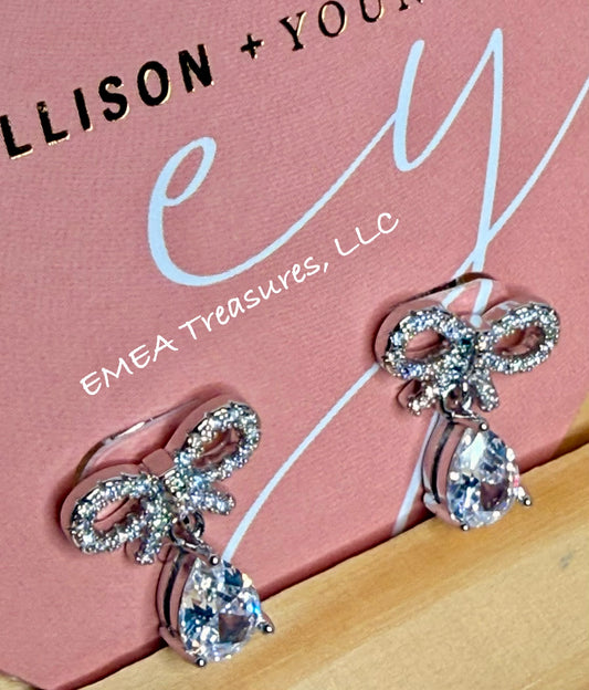 J: Sparkly Bow Teardrop Earrings