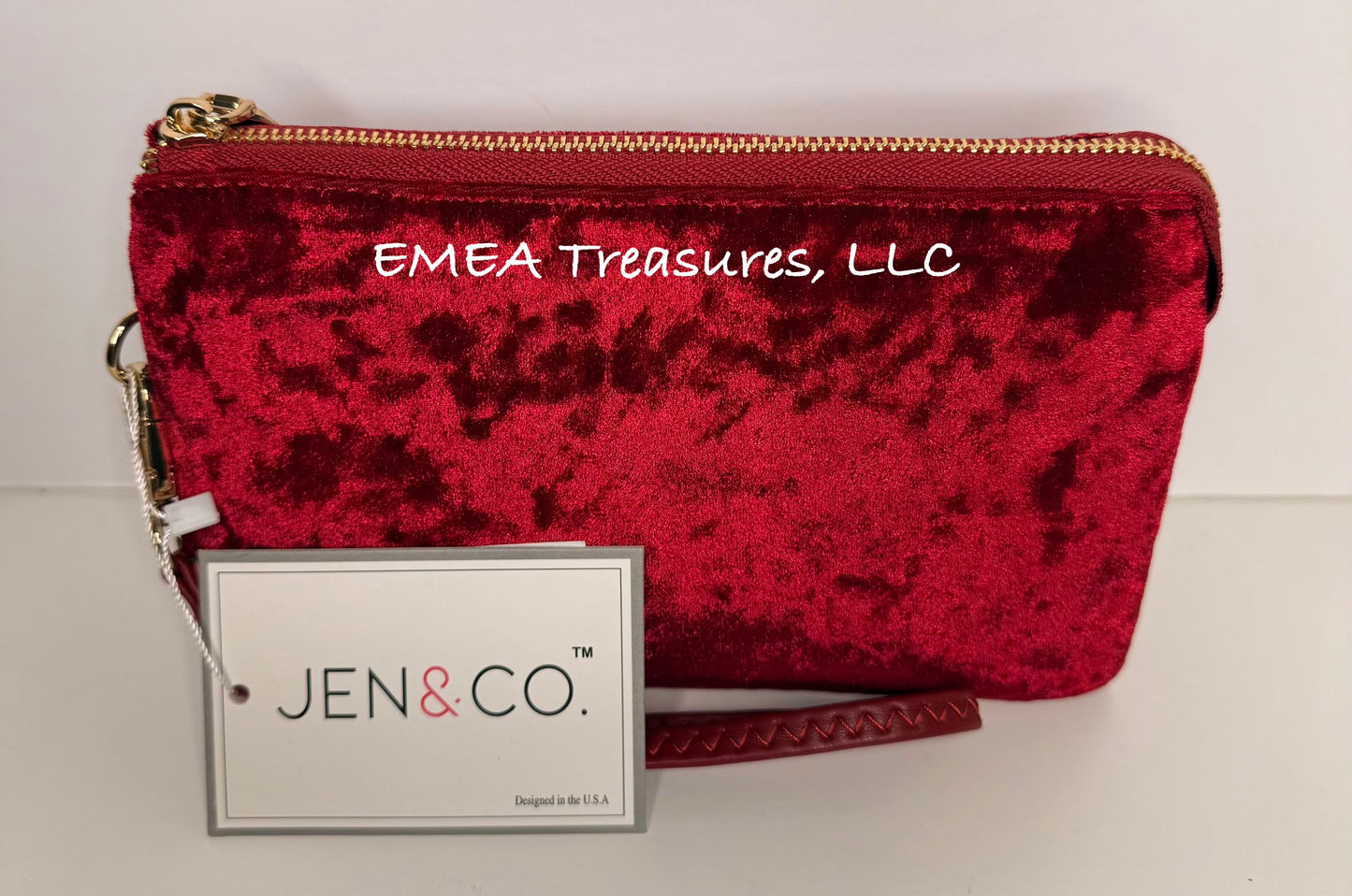 HB: Riley Velvet 3 Compartment Crossbody/Wristlet - Red