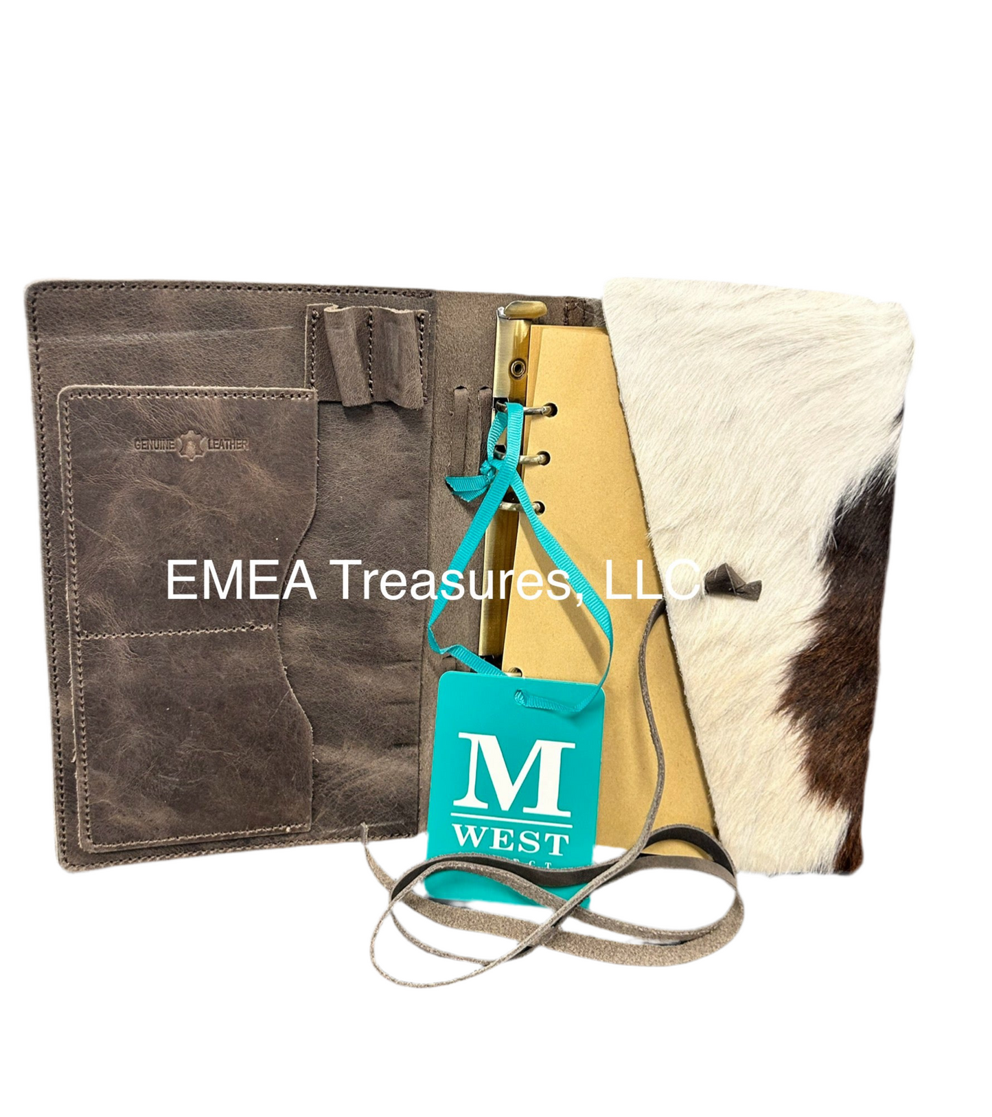 JN: Genuine Hair-On Cowhide Leather Journal Notebook Handheld