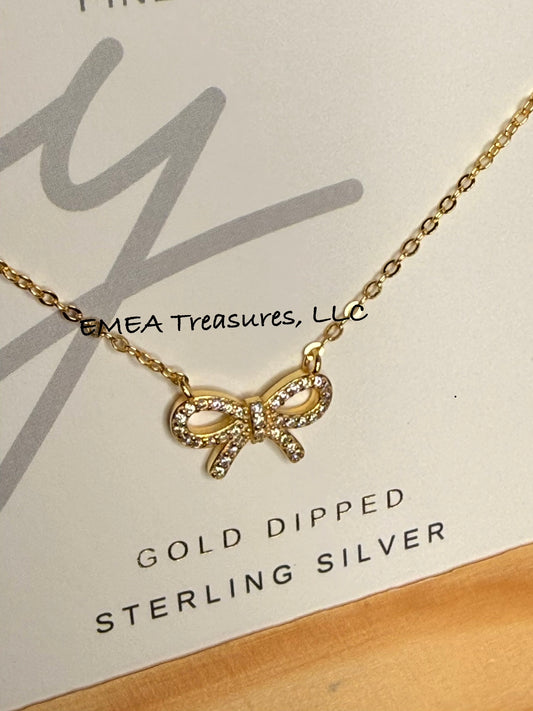 J: Shine Classy Bow Sterling Silver Necklace