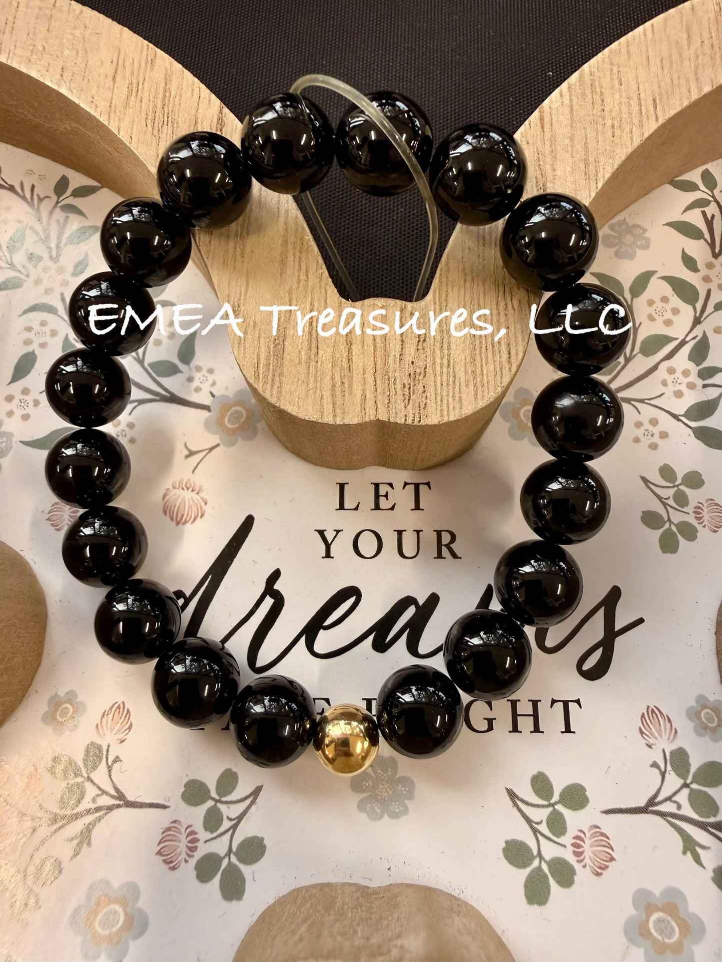 A - EMEA Treasures Handmade 10mm Agate Stones Stretch Bracelet with Gold Filled Spacer