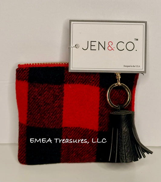 W: Lena Coin Pouch with ID Holder - Plaid Red/Black