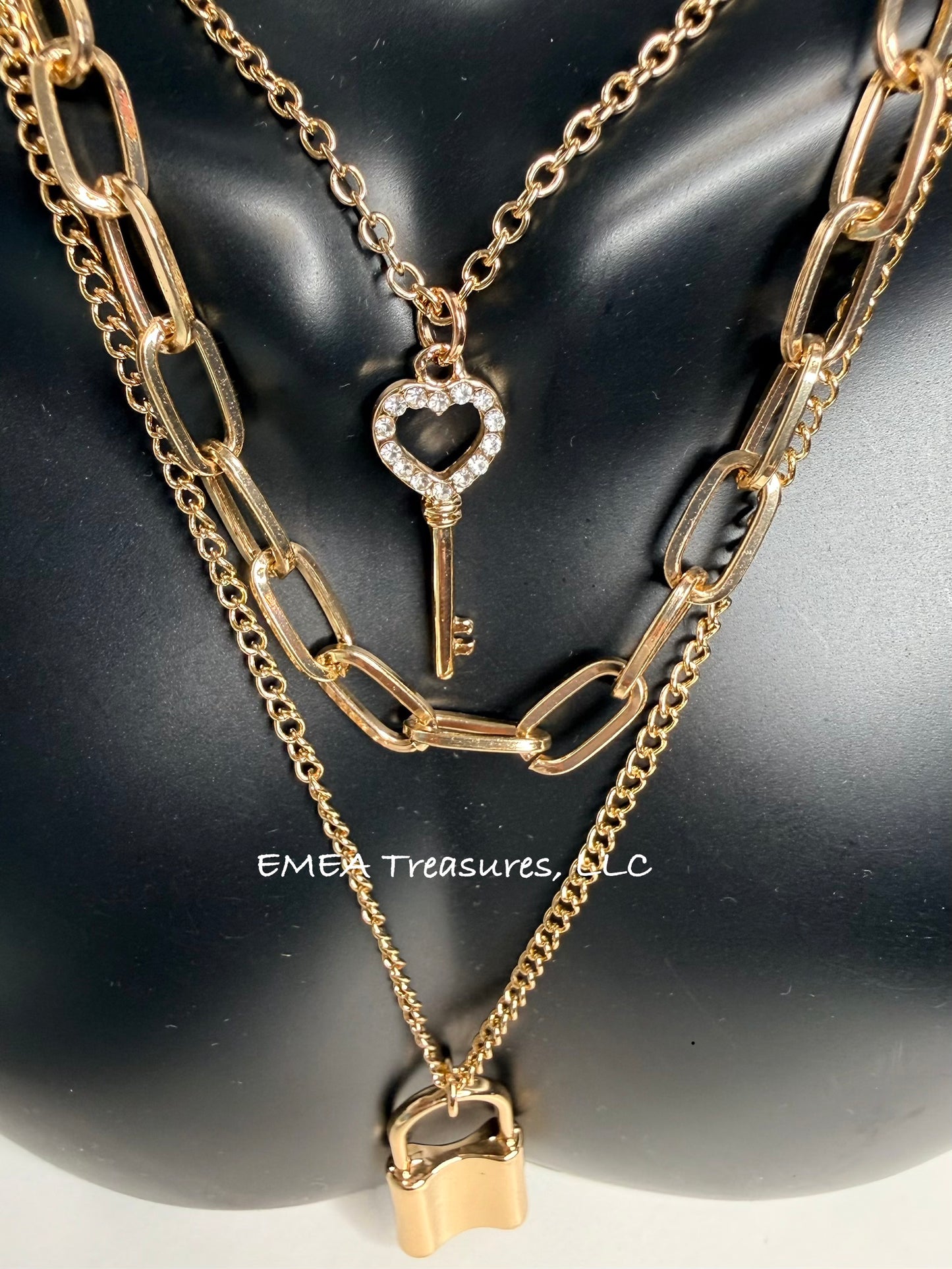 J: Layered Locket & Key Necklace