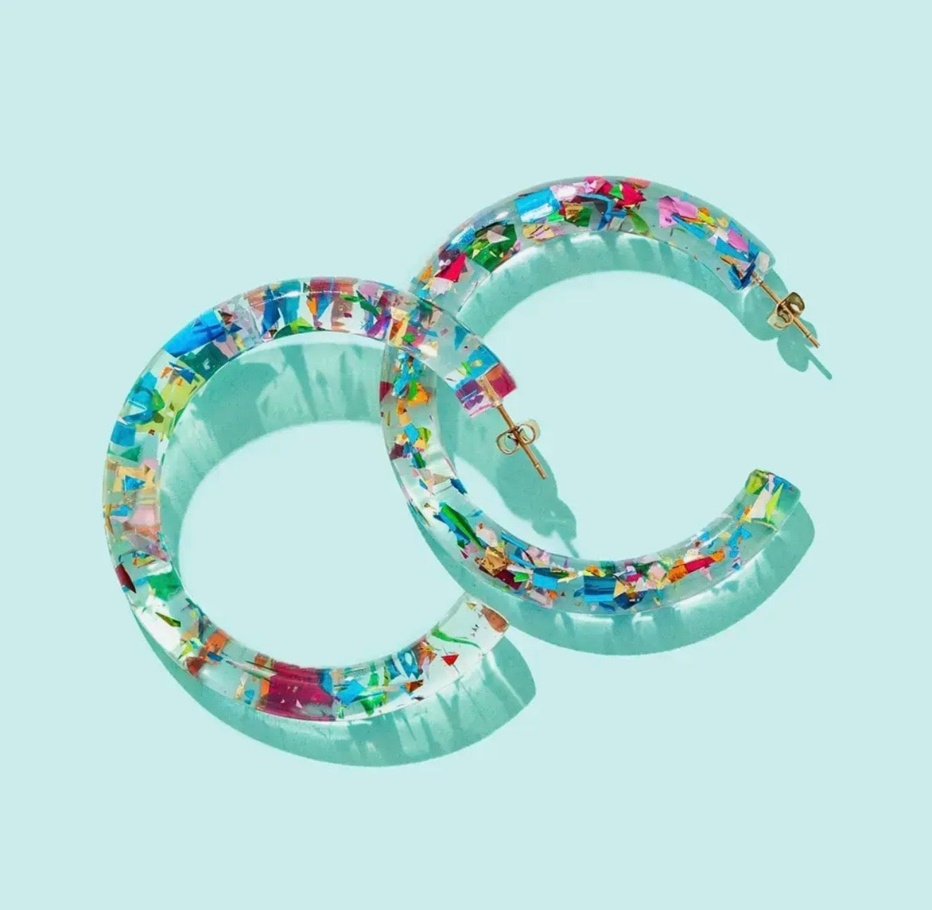 J: Confetti Hoop Earrings