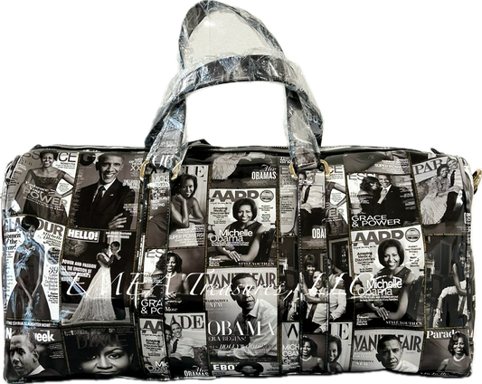 Fashion Magazine Obamas Weekender Bag - Black/White Patent