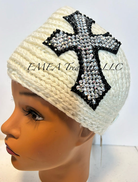 Accessories - Fashion Fall/Winter Cross Headwrap - White