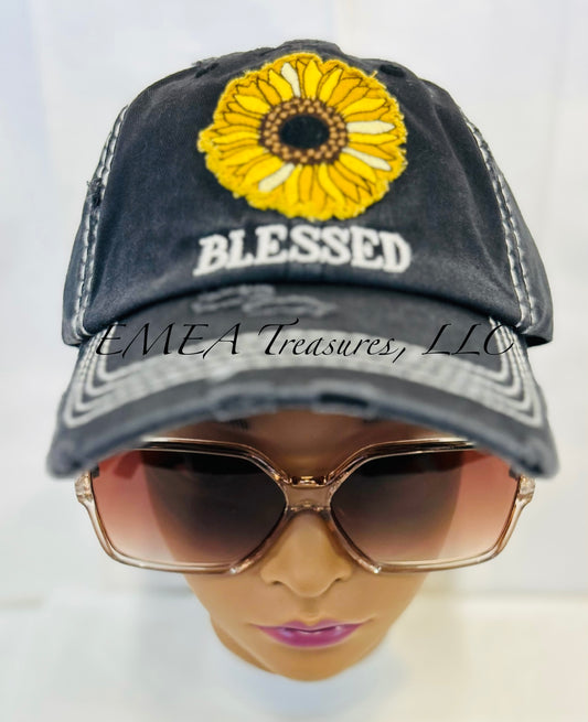 Cap - Blessed/Sunflower- Black