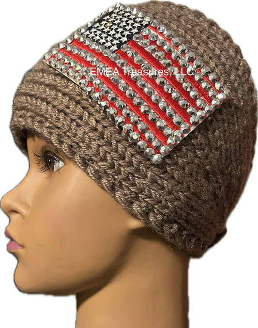 Accessories - Fashion Fall/Winter Flag Headwrap - Khaki