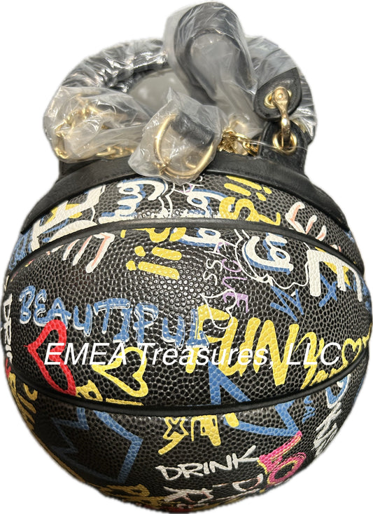 Graffiti Basketball Handbag - Black