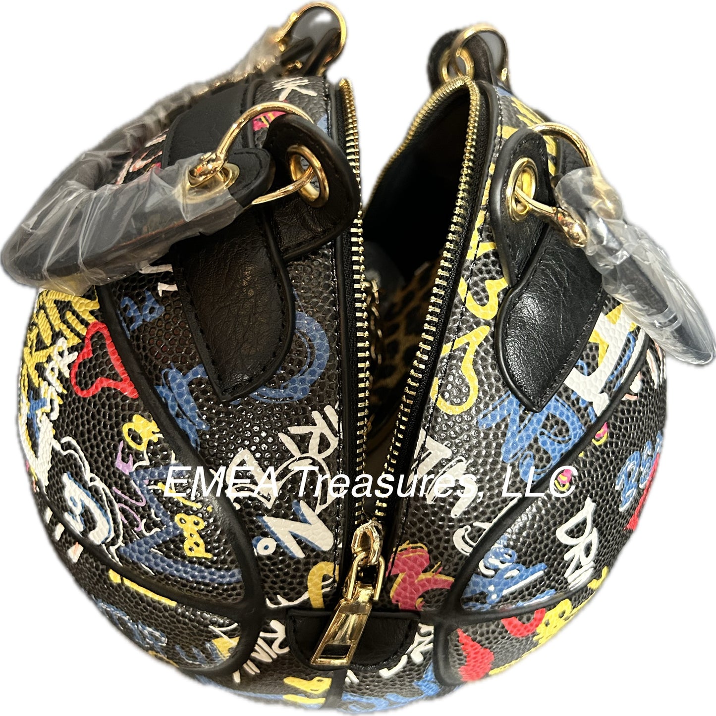 Graffiti Basketball Handbag - Black