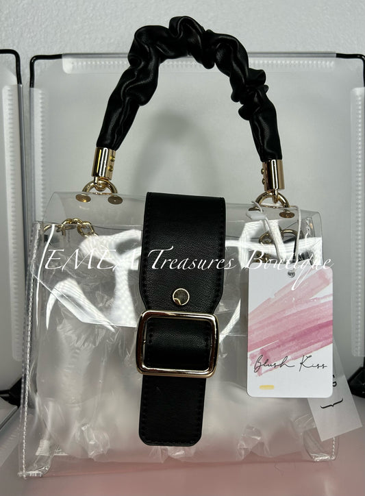 Fashion Clear Transparent Handbag - Black