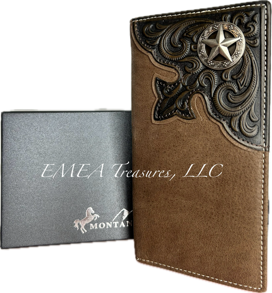 Montana West Genuine Tooled Leather Collection Men's Wallet