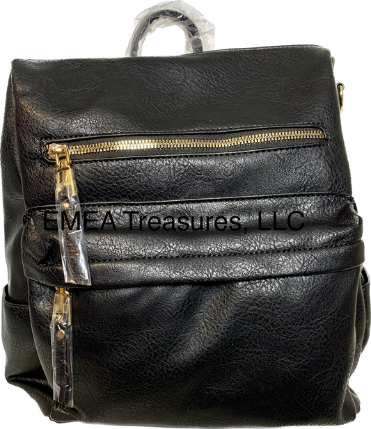 Fashion Backpack with Guitar Strap - Black