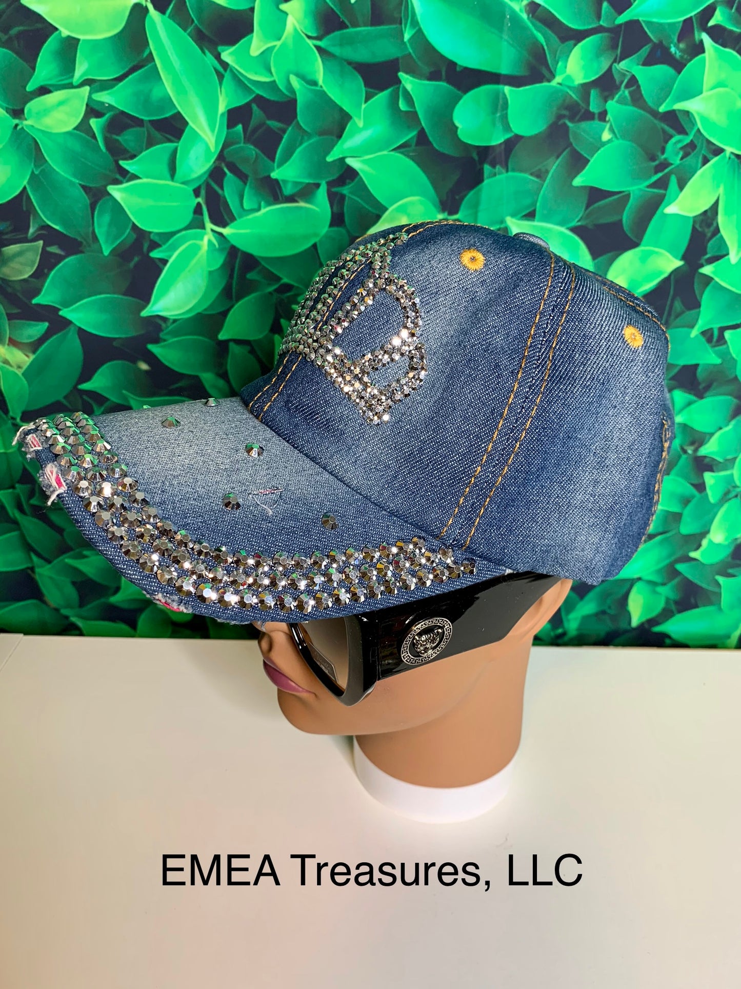 Cap Denim - Rhinestone Crystal Studded Crown