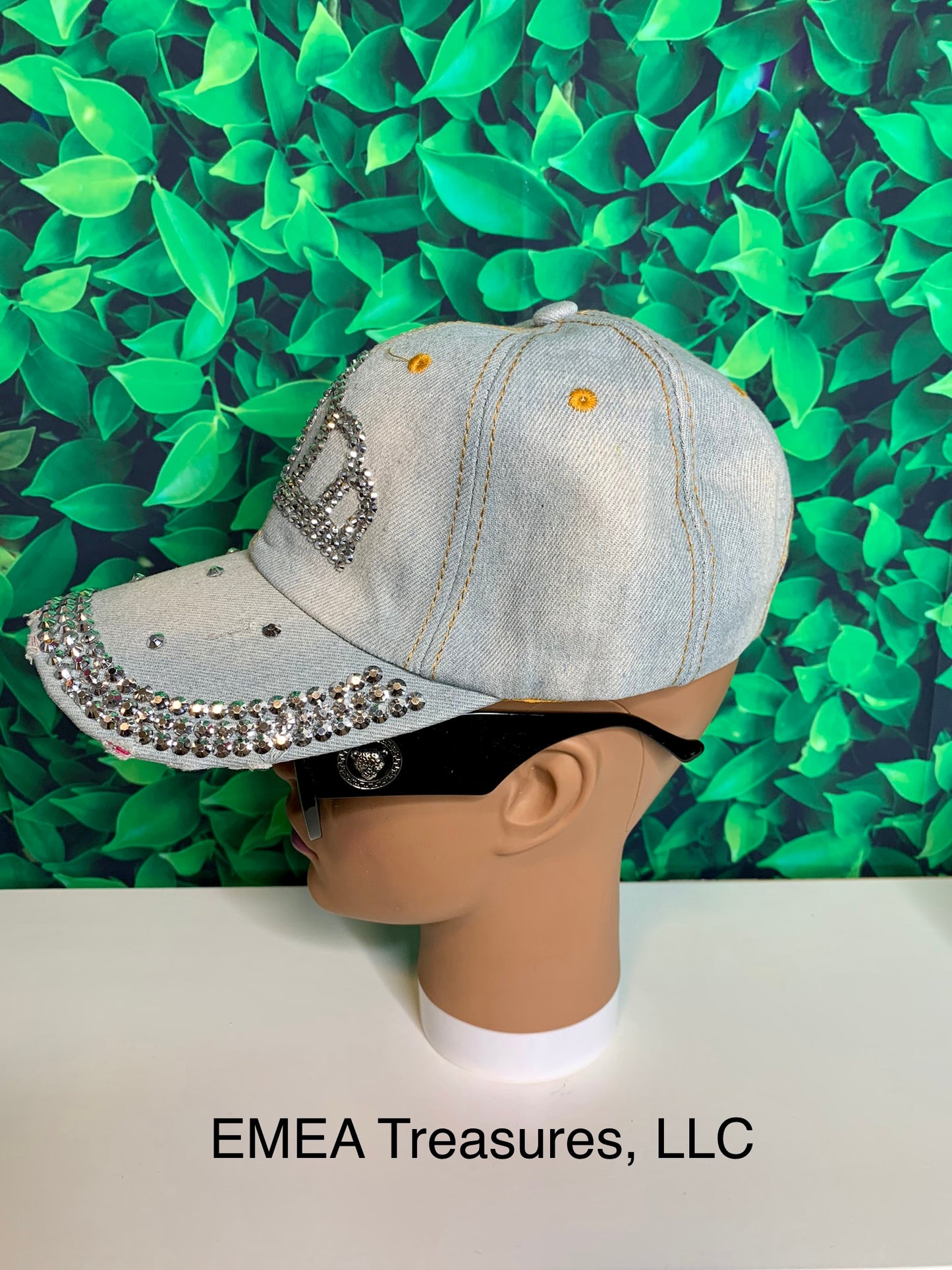 Cap Denim - Rhinestone Crystal Studded Crown