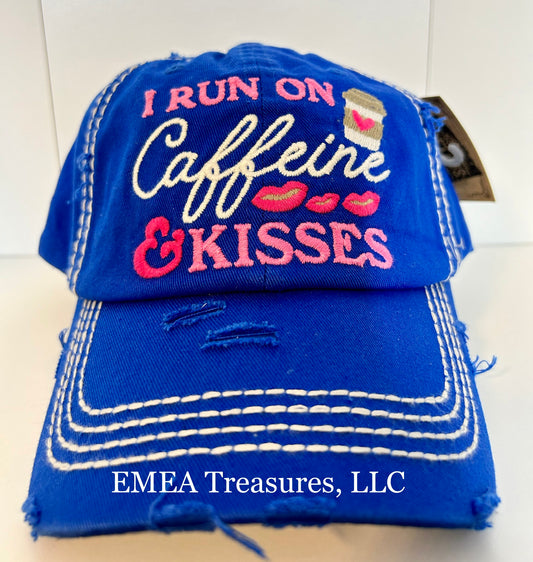 Cap - I Run On Caffeine & Kisses - Blue