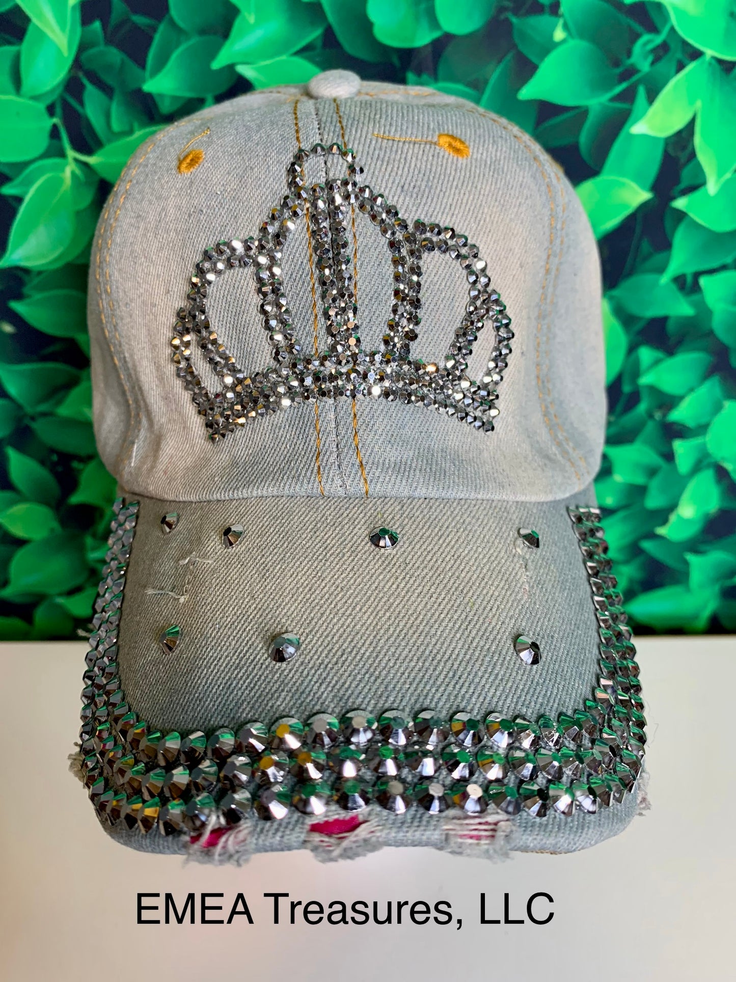 Cap Denim - Rhinestone Crystal Studded Crown