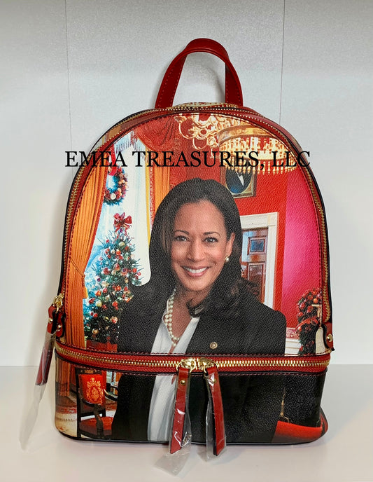 Fashion Kamala Harris 3 Piece Backpack / Wallet & Crossbody Set - Red
