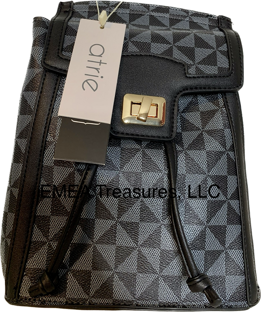 Fashion Geometric Small Drawstring Backpack - Black